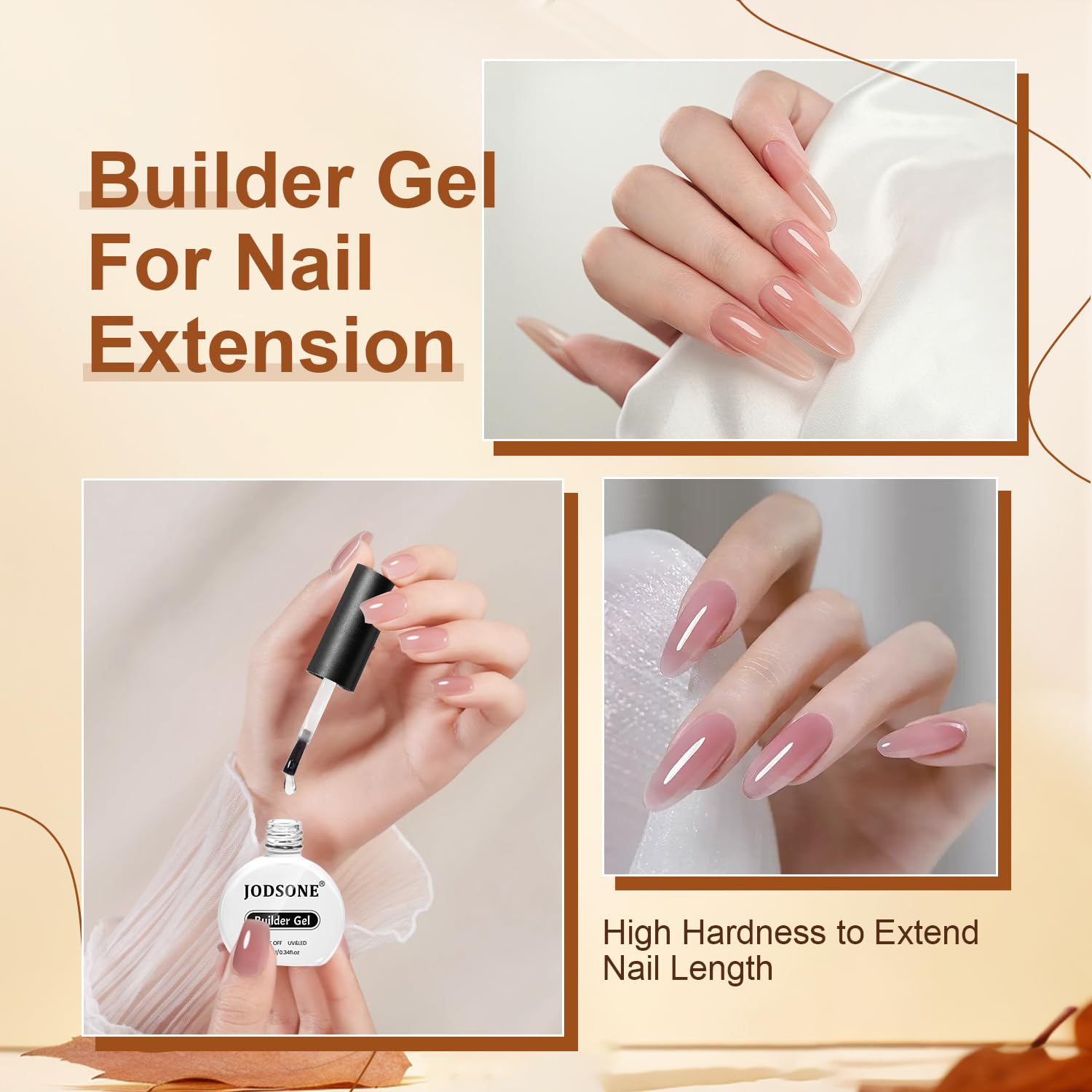 JEWHITENY gel constructor, cura en luz UV para fijar la capa.