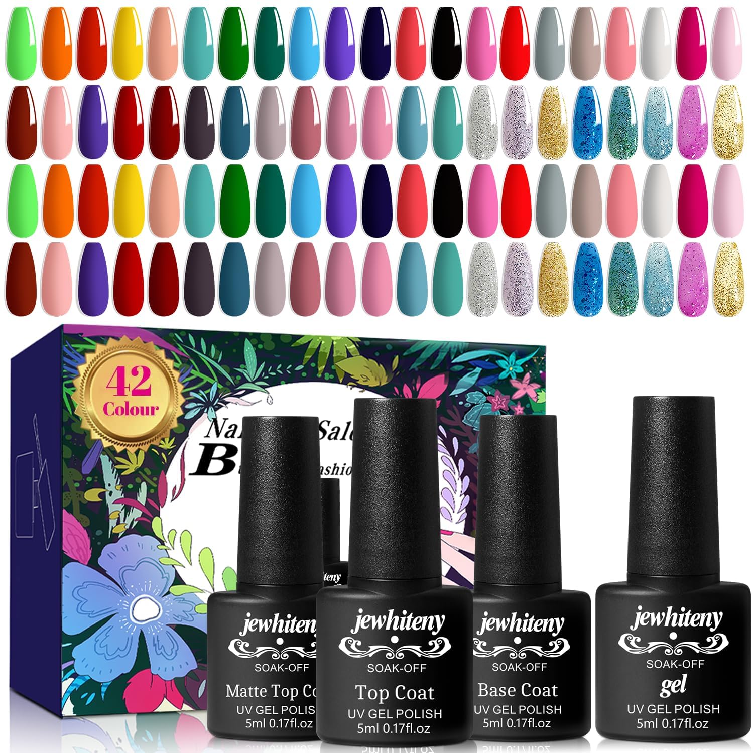 JEWHITENY kit gel 42 colores: amplia paleta para crear distintos estilos.