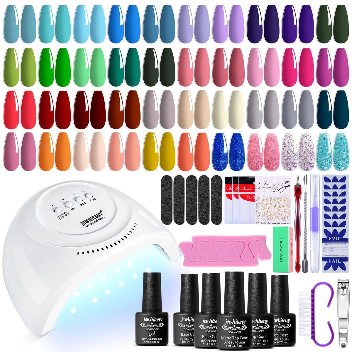 JEWHITENY kit gel uñas 40 colores para manicura en casa, resultado profesional.