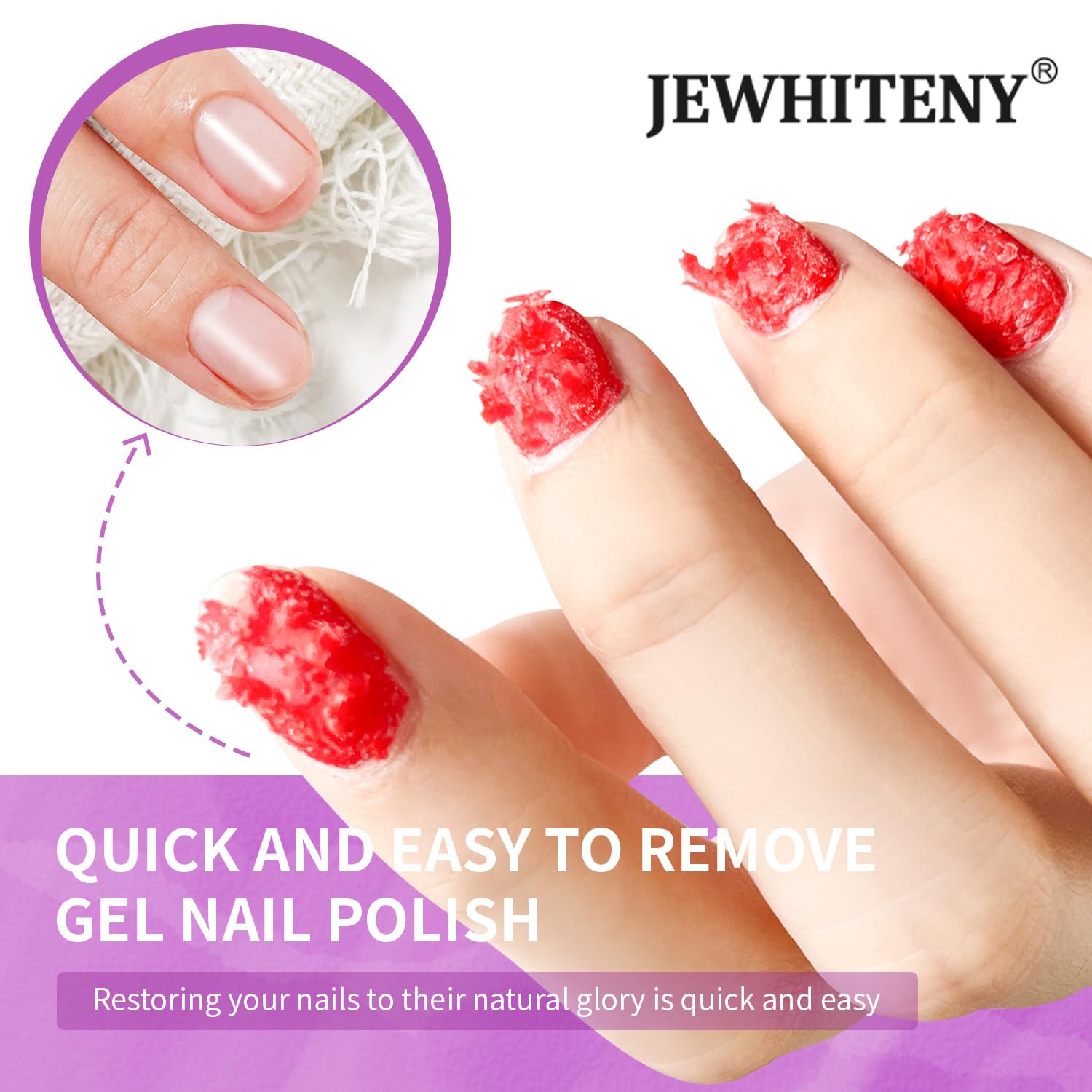 JEWHITENY removedor gel UV y acrílico, eliminación rápida.