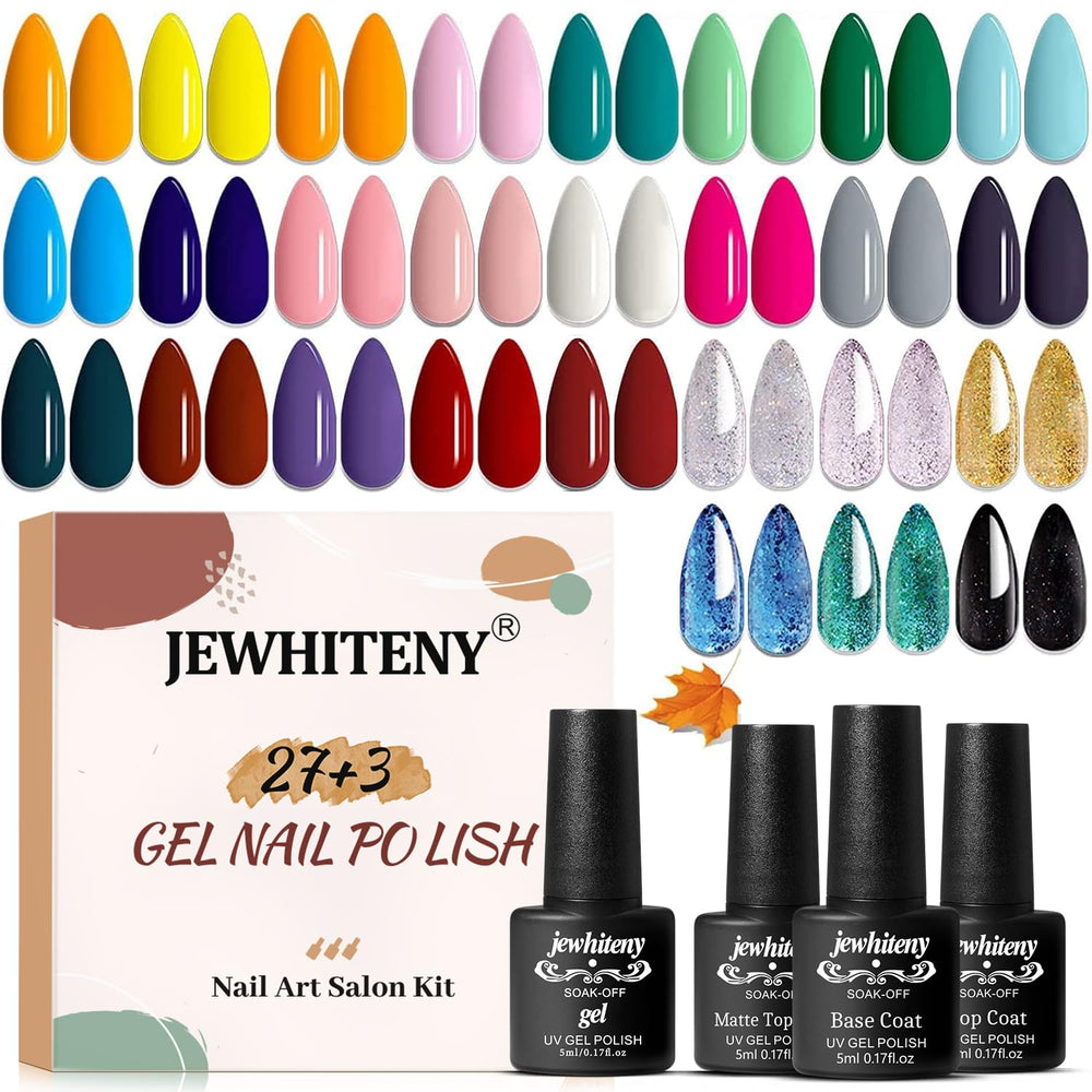 JEWHITENY set de esmaltes gel 27 colores para combinaciones vibrantes en casa.