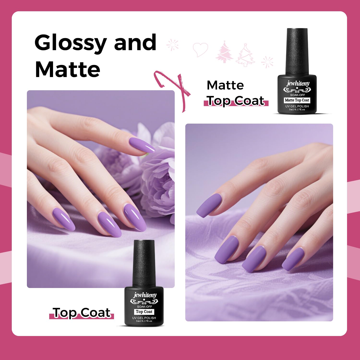 Top coat mate JEWHITENY para un acabado suave y duradero.