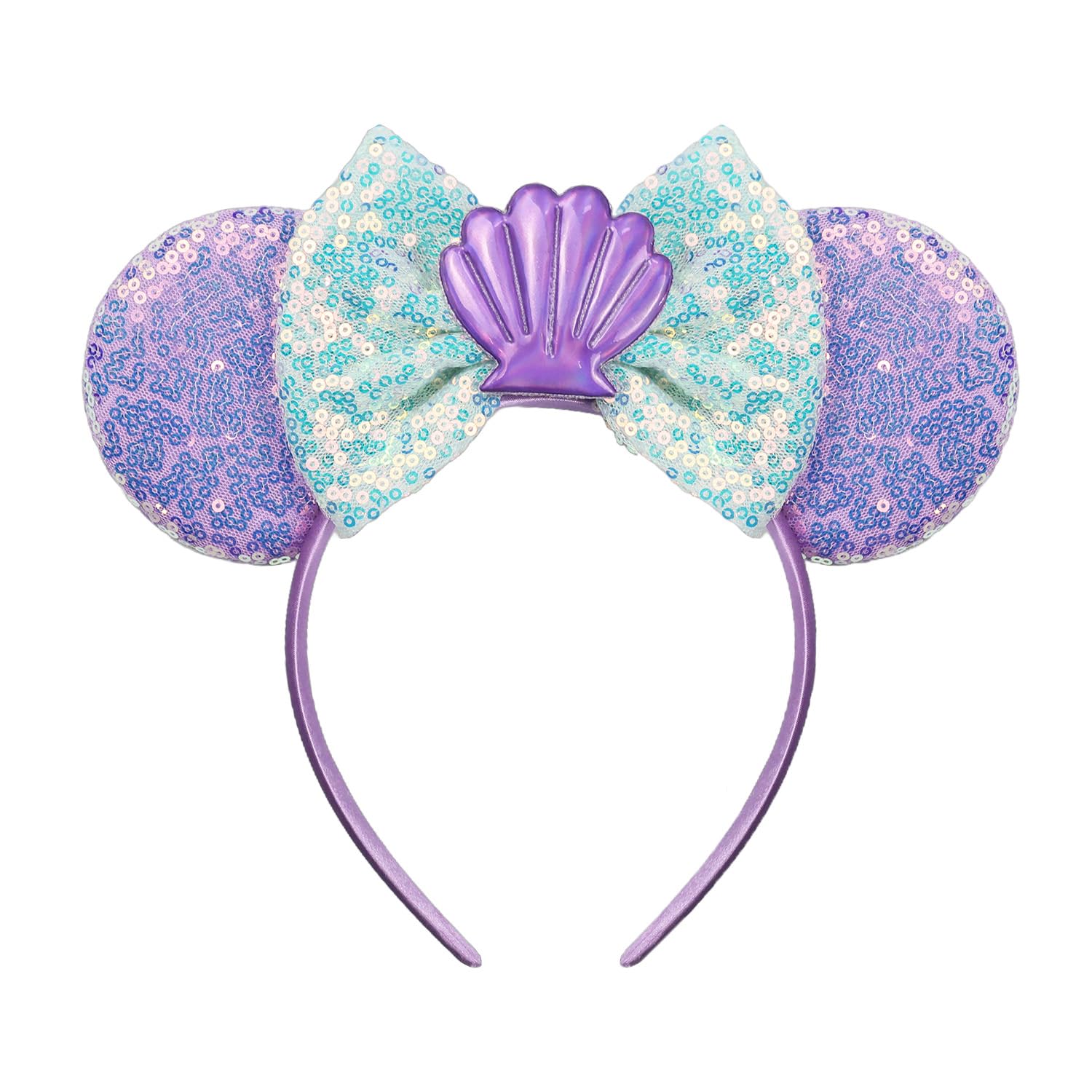 Diadema JIAHANG con orejas de ratón sirena y lazo de lentejuelas para fiestas