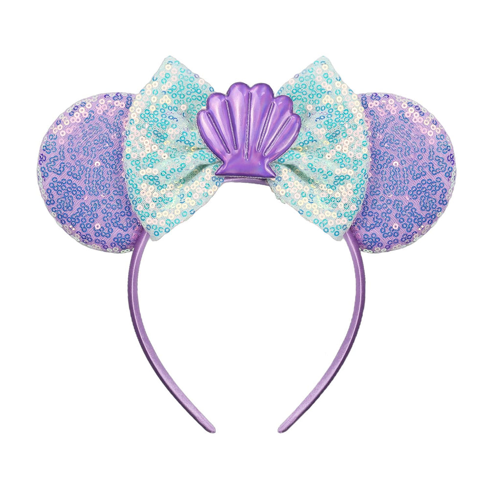 Diadema JIAHANG con orejas de ratón sirena y lazo de lentejuelas para fiestas
