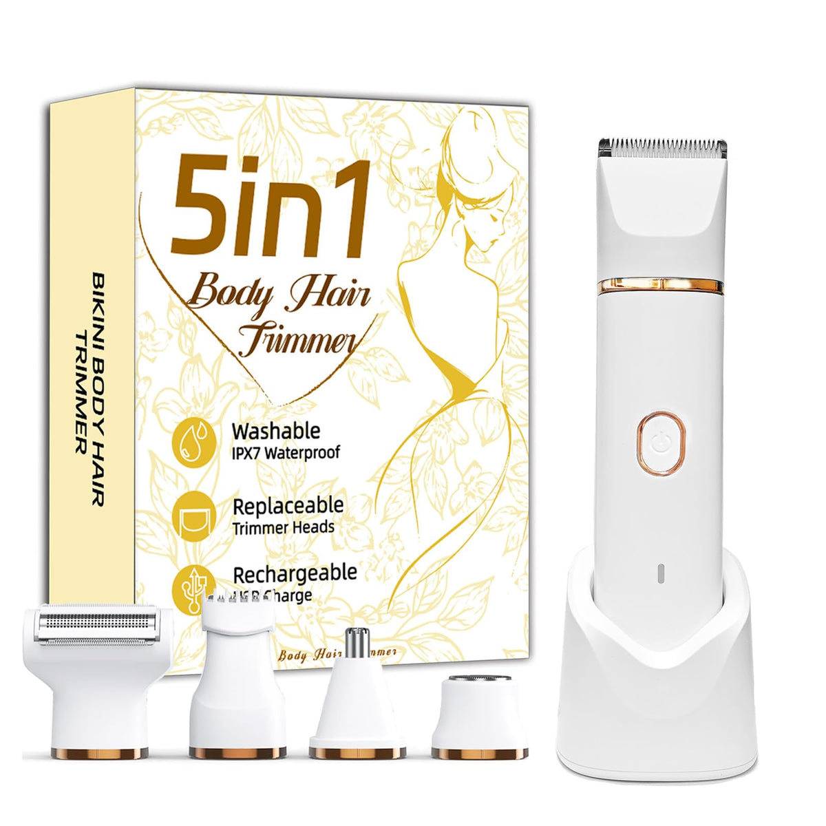 JIANYHW Bikini Trimmer 5 en 1 para rostro, afeitado suave sin tirones.