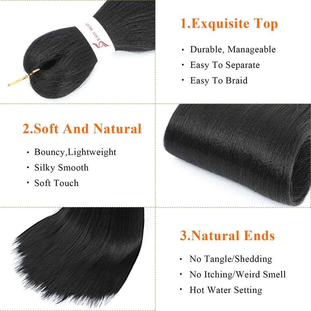 JIEANYAN paquetes de trenzas 8 unidades en negro para volumen.