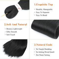 JIEANYAN paquetes de trenzas 8 unidades en negro para volumen.
