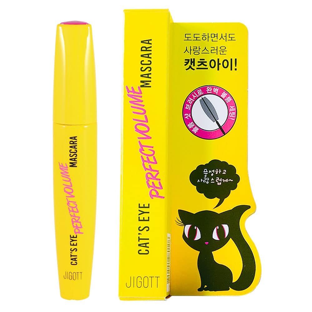 Jigott Cat's Eye Perfect Volume Mascara: empaque compacto para llevar y almacenar fácilmente.