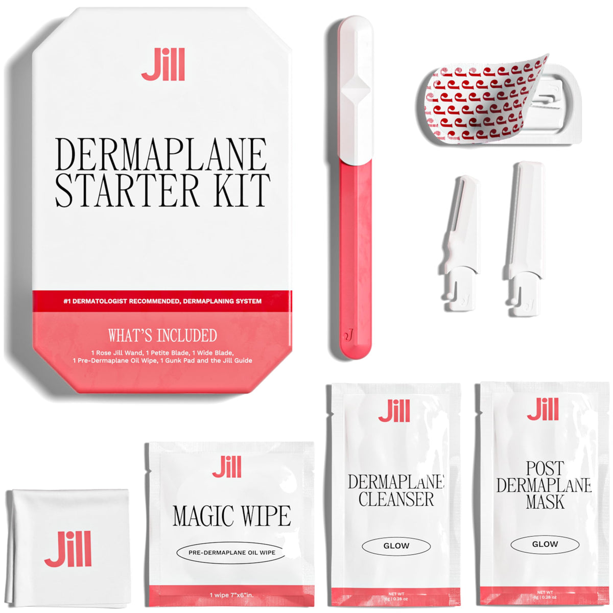 Jill Dermaplane kit inicial rosa para uso en casa, piel más suave.