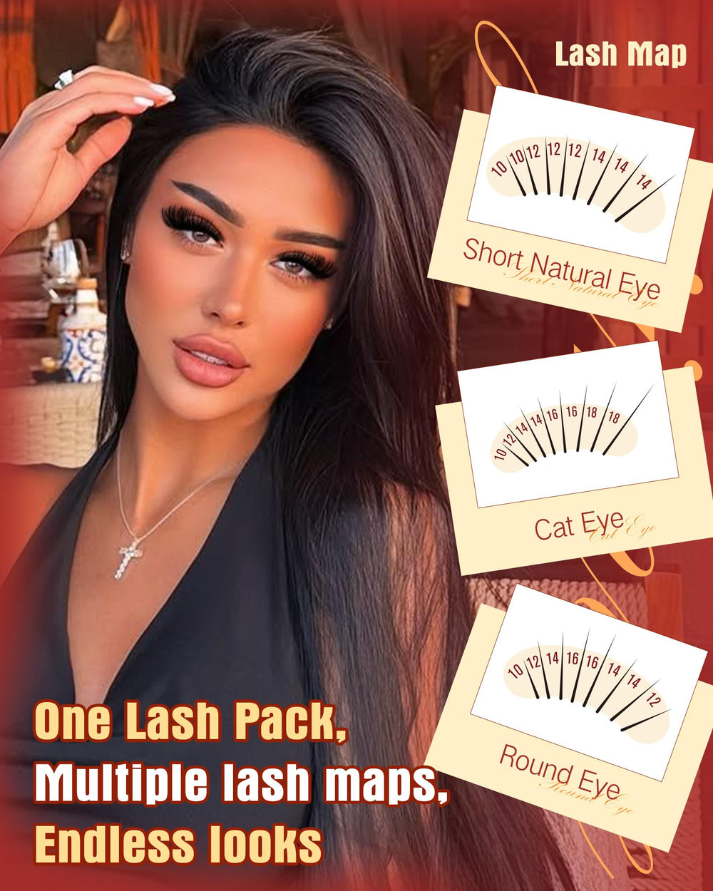 JIMIRE conjunto-clusters-10-18mm-fluffy: volumen equilibrado para ojos variados.