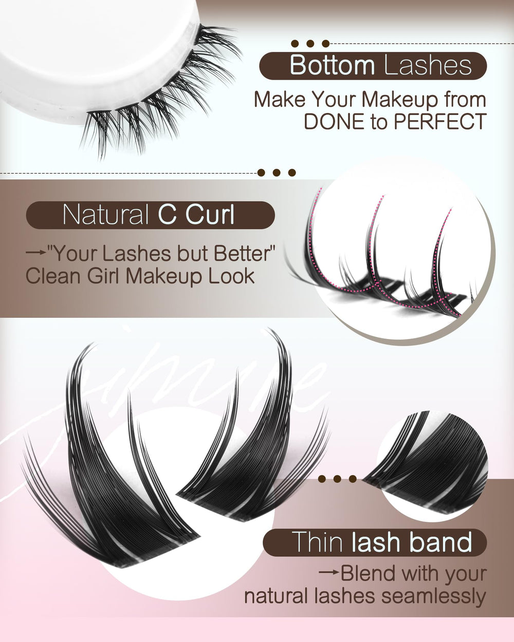 Jimire Manga Lash Clusters fácil de aplicar, ideal para principiantes.