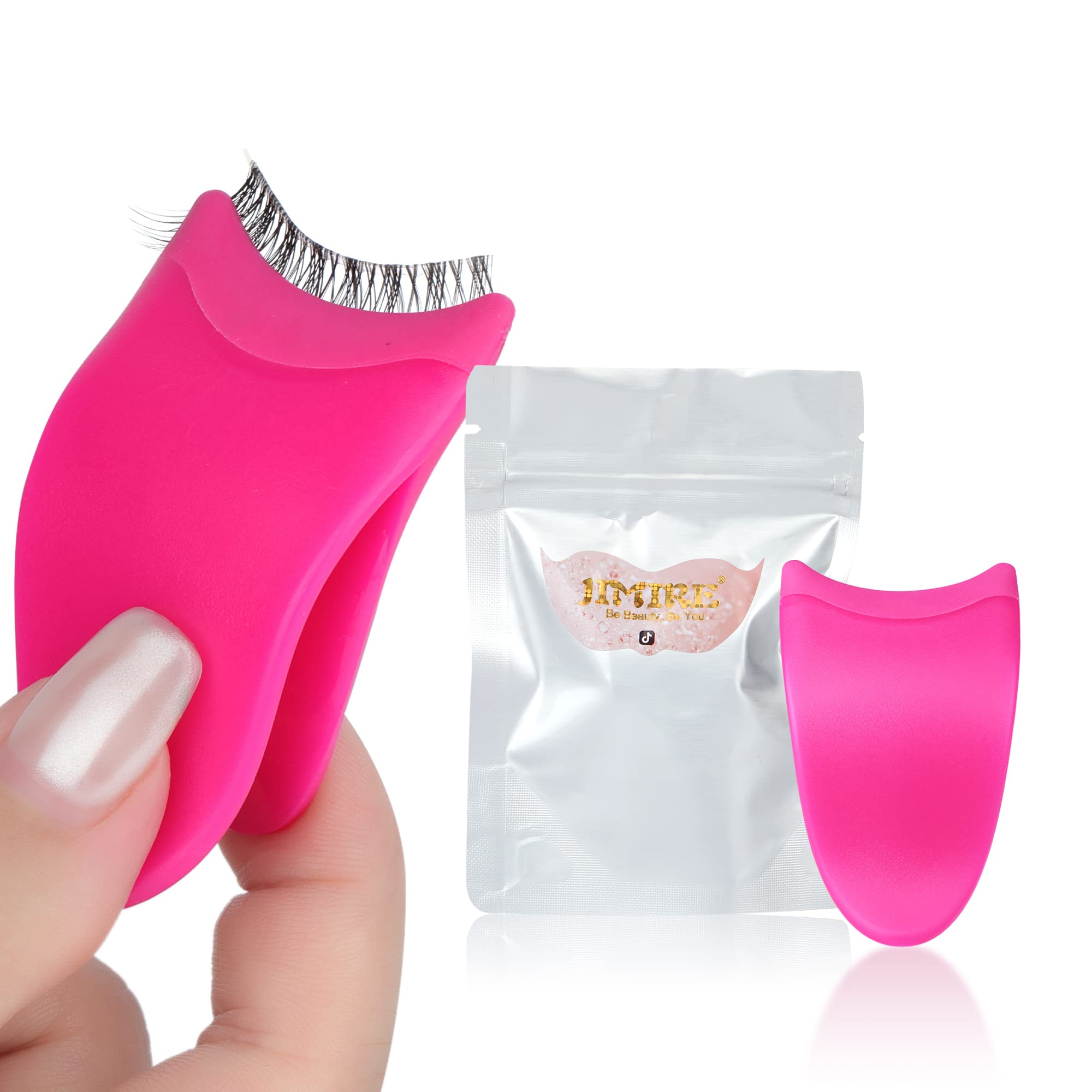 Pinza aplicador de pestañas JIMIRE, compacto y color ciruela para uso diario.