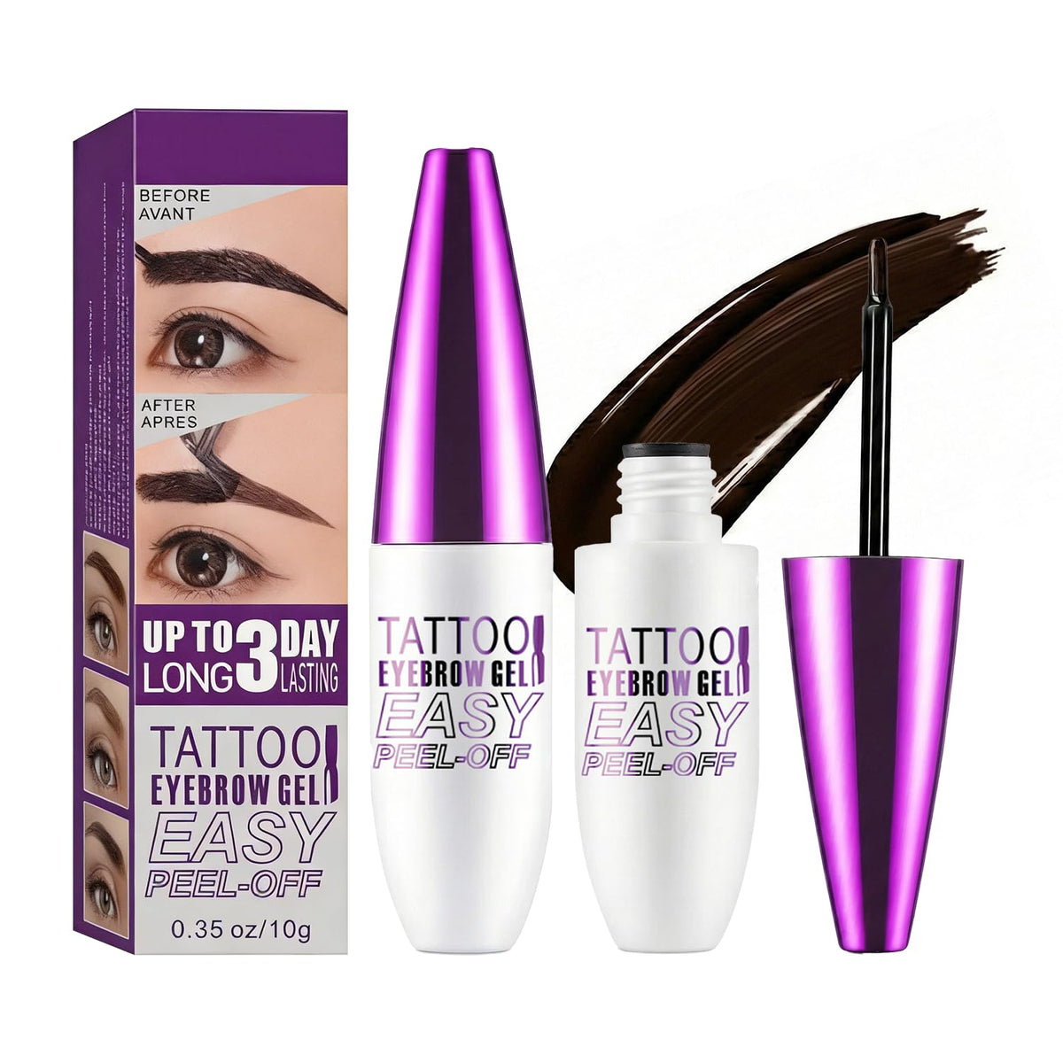 JIMYAUQIN Peel-Off Brow Tint packaging shown for gifting and travel.