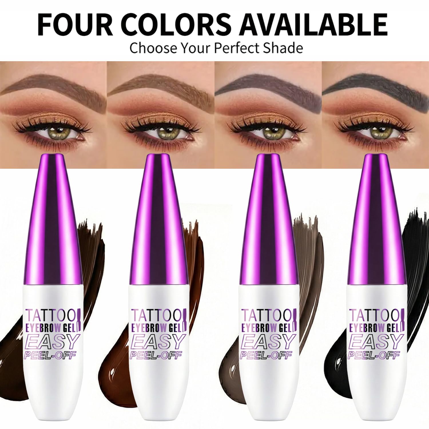 JIMYAUQIN tattoo brow gel color swatches in natural brown shades.