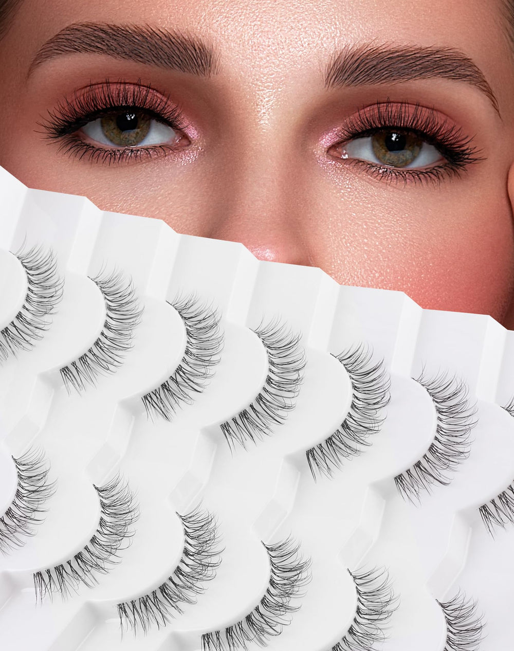 Cilios Jiocolor de hada con banda transparente para un aspecto natural.