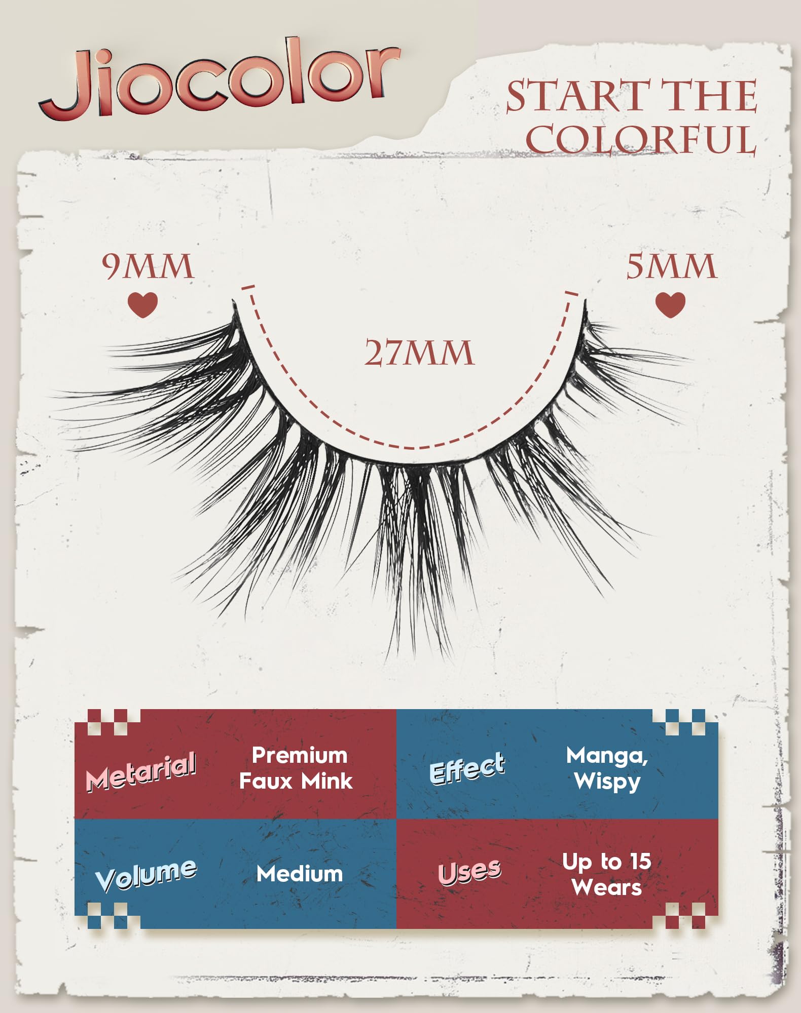 Jiocolor volumen despeinado, pestañas con aspecto natural y lleno.