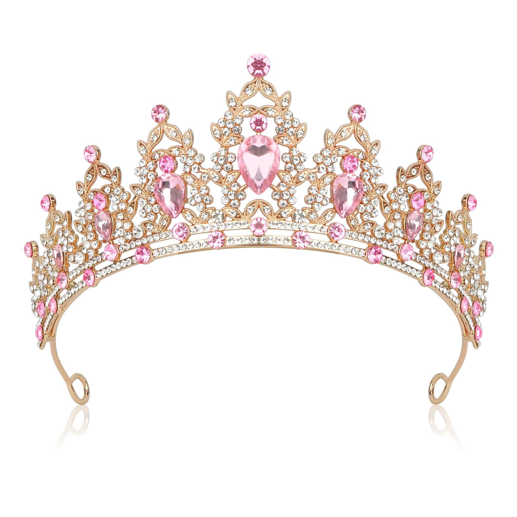 Jiomulig tiara rosa con cristales, ideal para eventos y lucir radiante.
