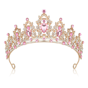 Jiomulig tiara rosa con cristales, ideal para eventos y lucir radiante.