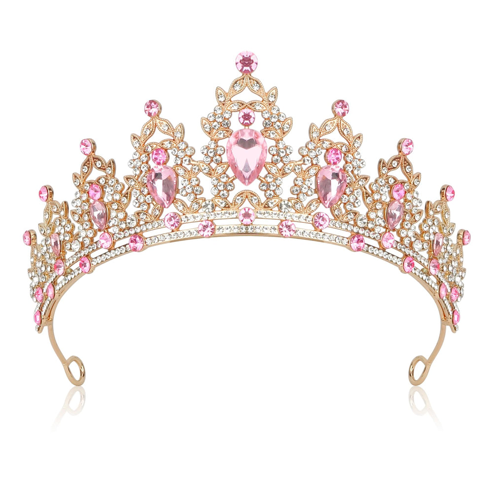 Jiomulig tiara rosa con cristales, ideal para eventos y lucir radiante.