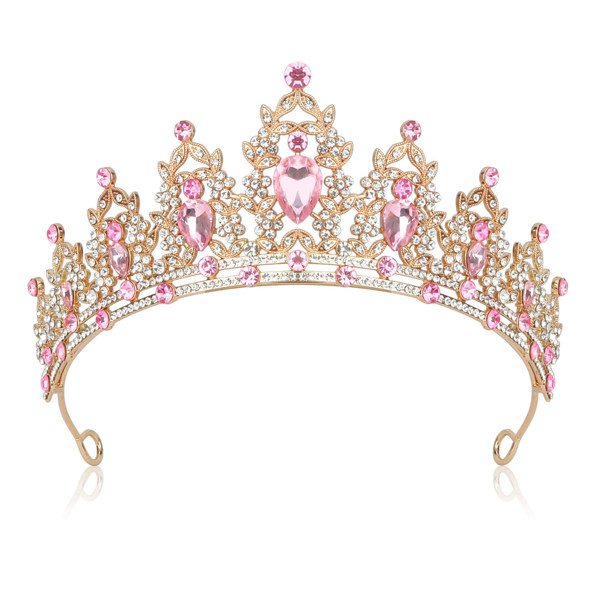 Jiomulig tiara rosa con cristales, ideal para eventos y lucir radiante.