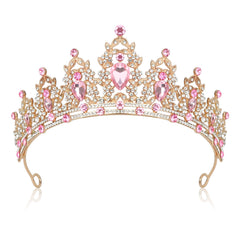 Jiomulig tiara rosa con cristales, ideal para eventos y lucir radiante.