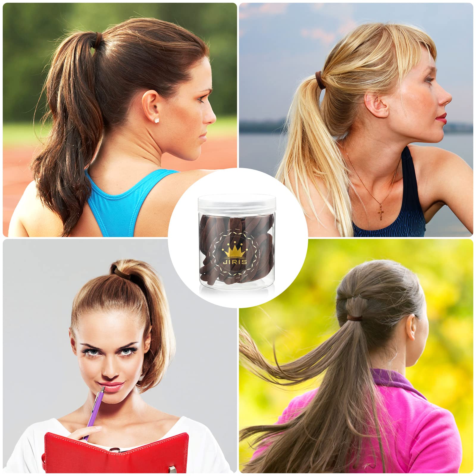 Ligas para coletas diarias de JIRIS marrón, uso diario con cabello suave.