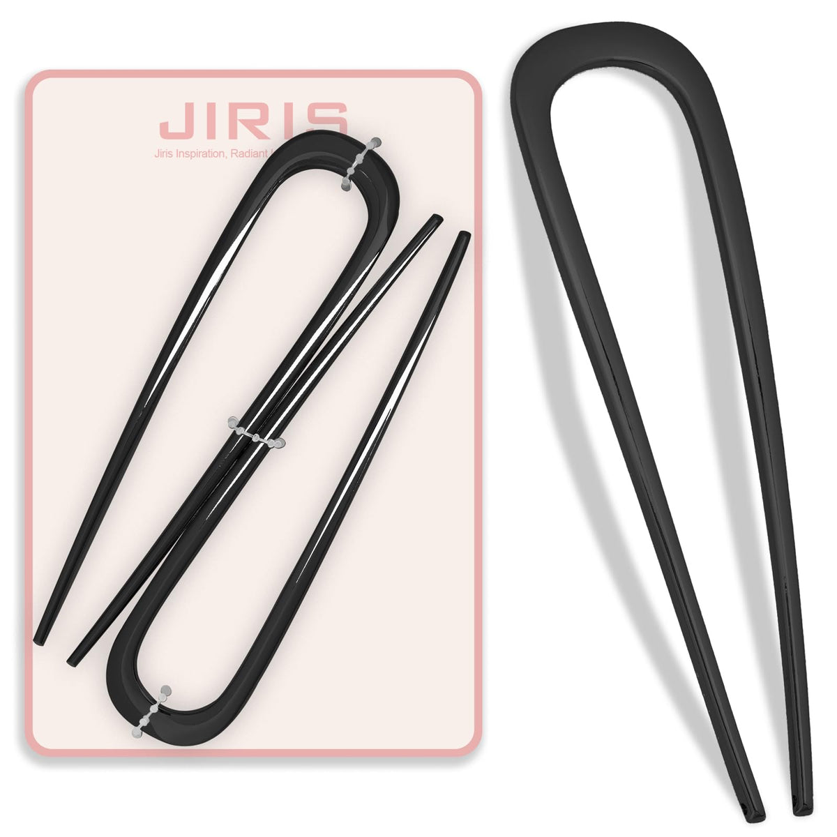 JIRIS pin U Frances negro frente: recogido elegante y seguro para todo el día