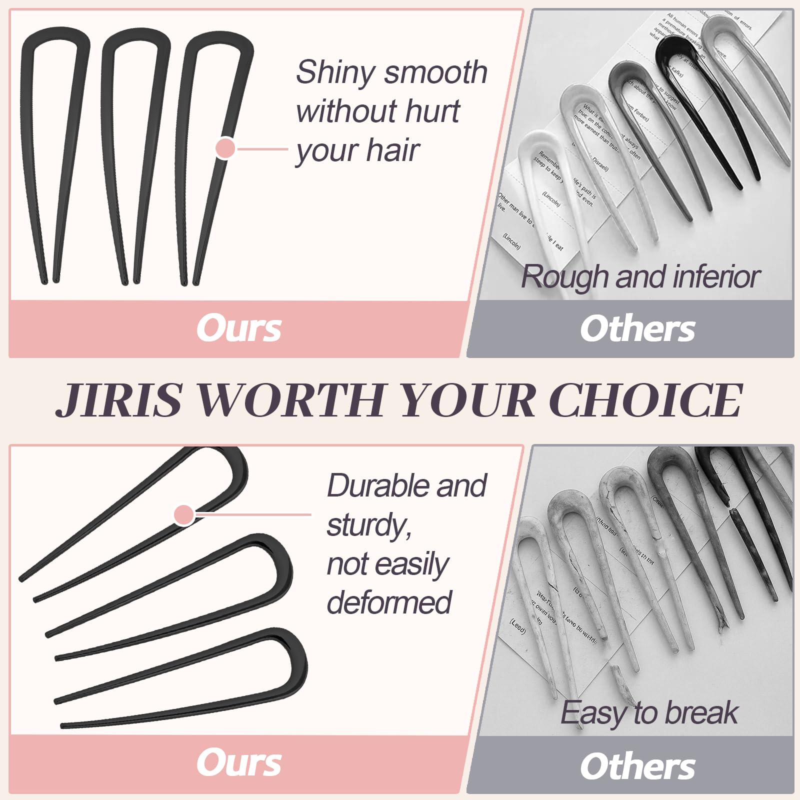 JIRIS pin U Frances negro uso diario: accesorio de moda práctico
