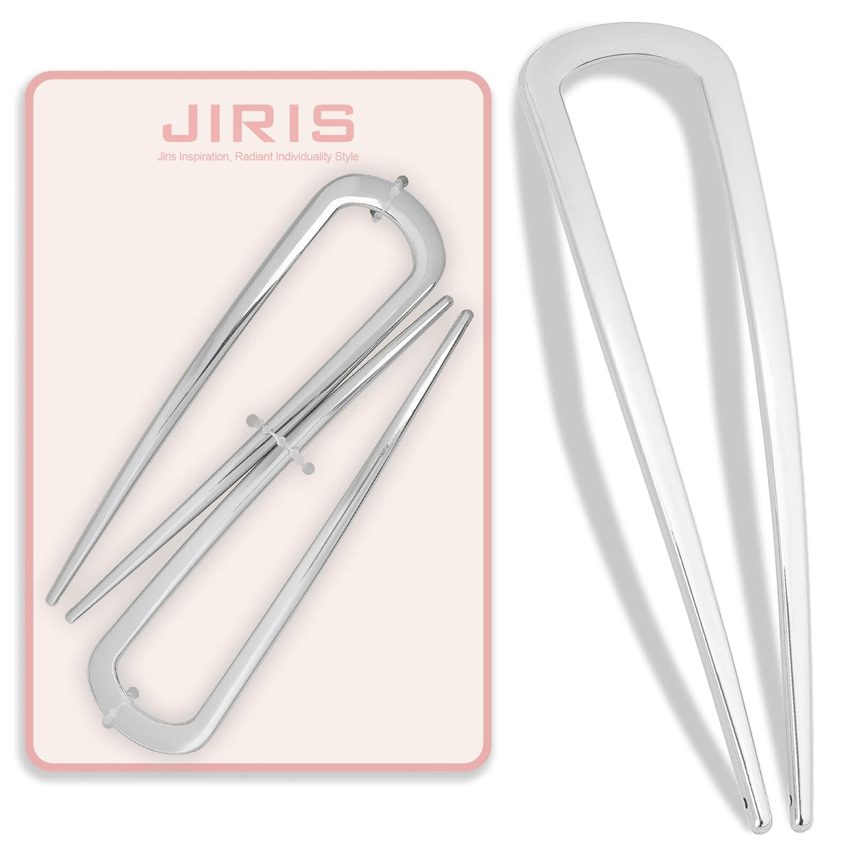 Prendedor en forma de U de JIRIS para moño, sujeción suave y segura.