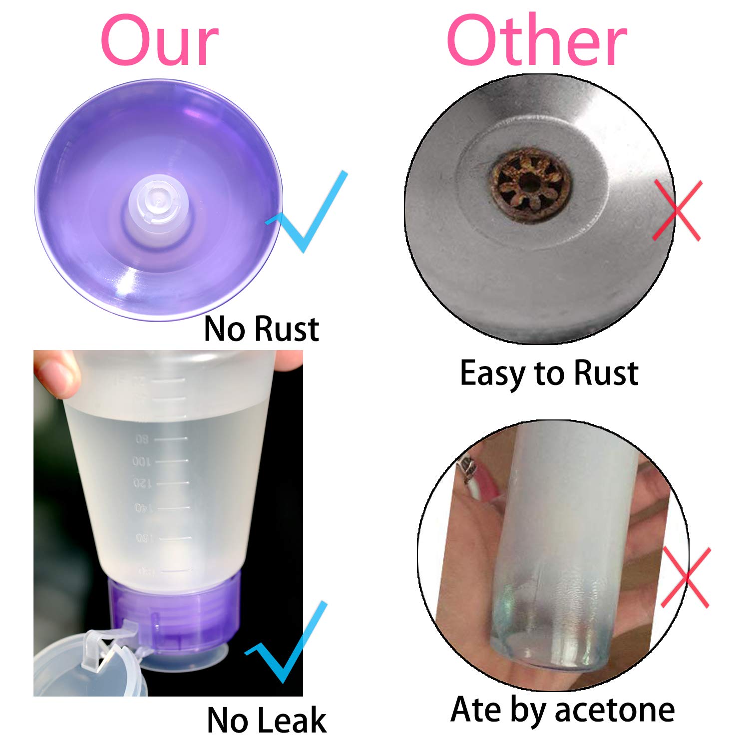 Jiulory dispensador de vidrio transparente 180ml, vista clara del contenido