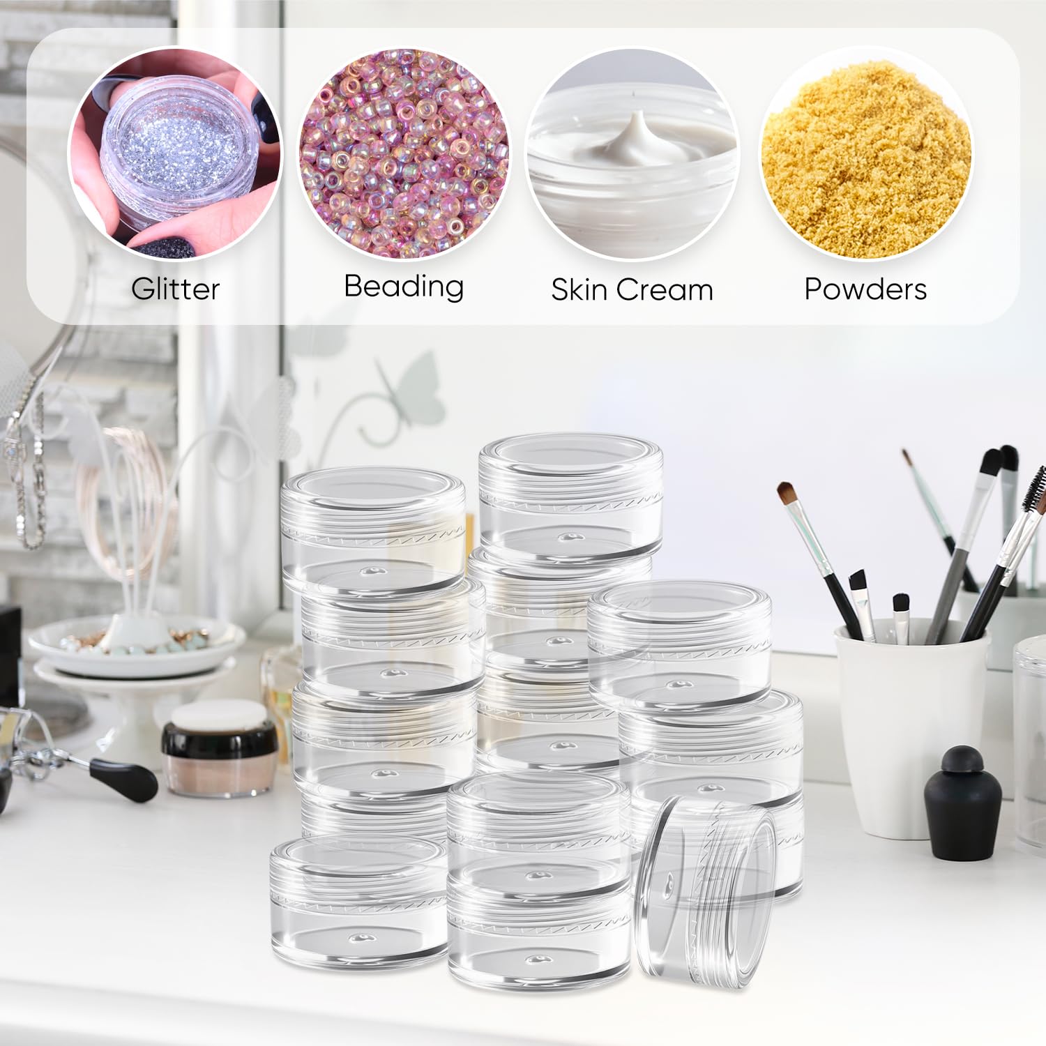 Frascos JIUZI 5g compactos para llevar cosméticos en viaje.