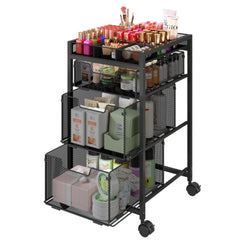JKsmart carrito de maquillaje rodante con cajones para organizar cosméticos y herramientas.