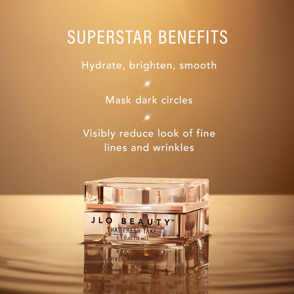 Crema de ojos JLO BEAUTY que ilumina la mirada y suaviza sombras.