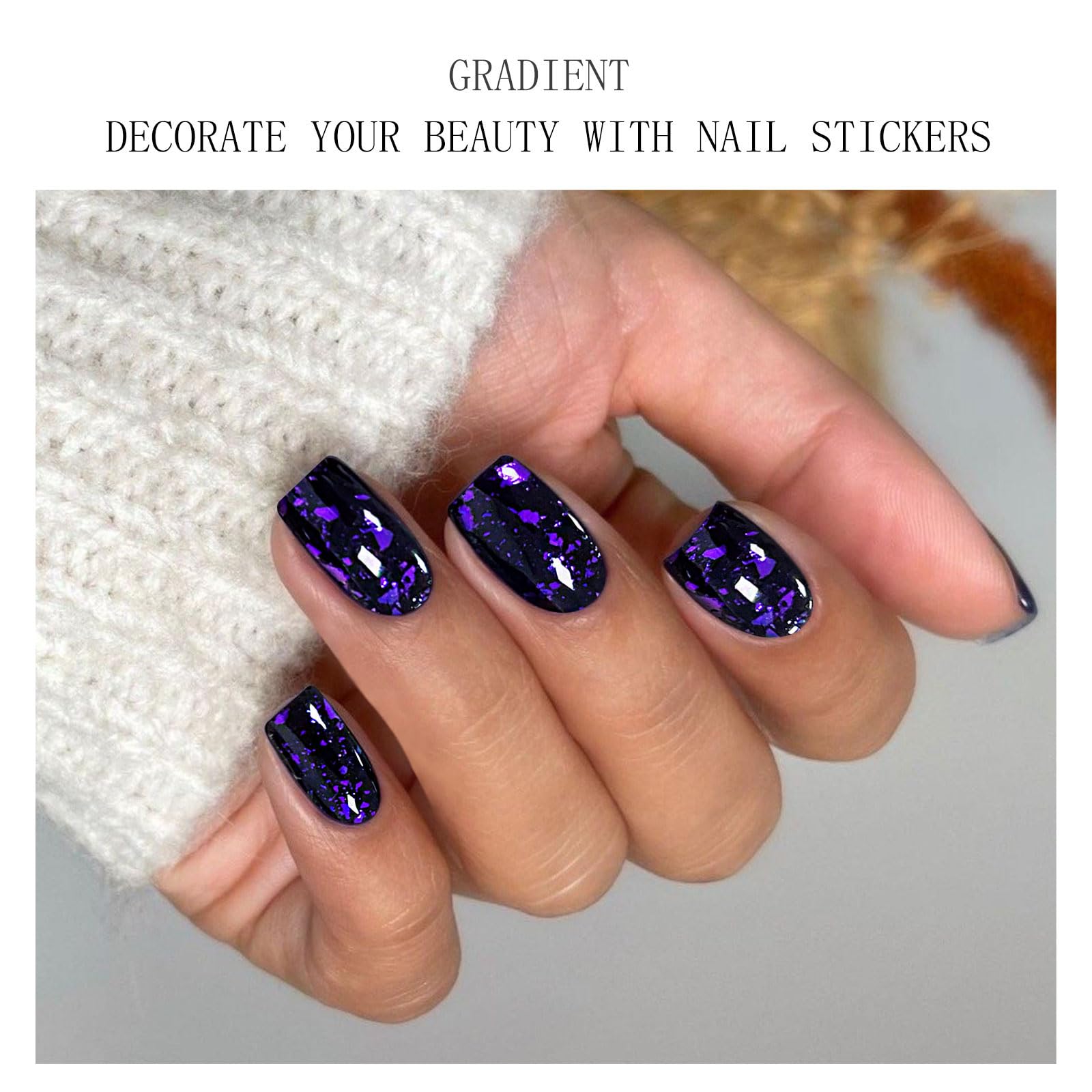 Conjunto de 20 tiras de gel para uñas moradas, semicuradas, fácil aplicación