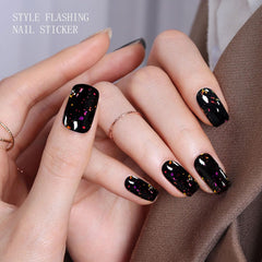 Uñas con pegatinas gel jmeowio negro, estilo elegante