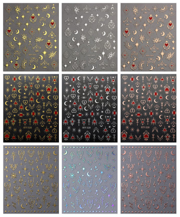 JMEOWIO Luna Estrella, patrones de uñas para arte creativo y fácil aplicación.