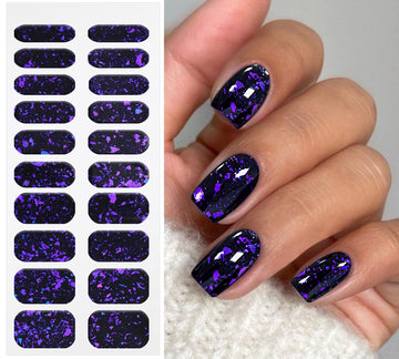 Pegatinas de gel JMEOWIO moradas oscuras semicuradas para uñas elegantes