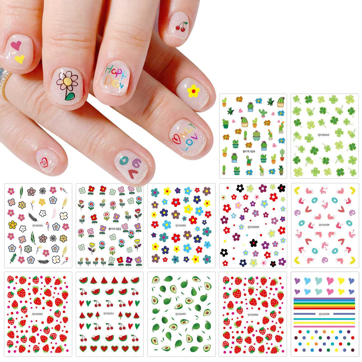 JMEOWIO pegatinas arcoiris para uñas, color vivo y aplicación rápida