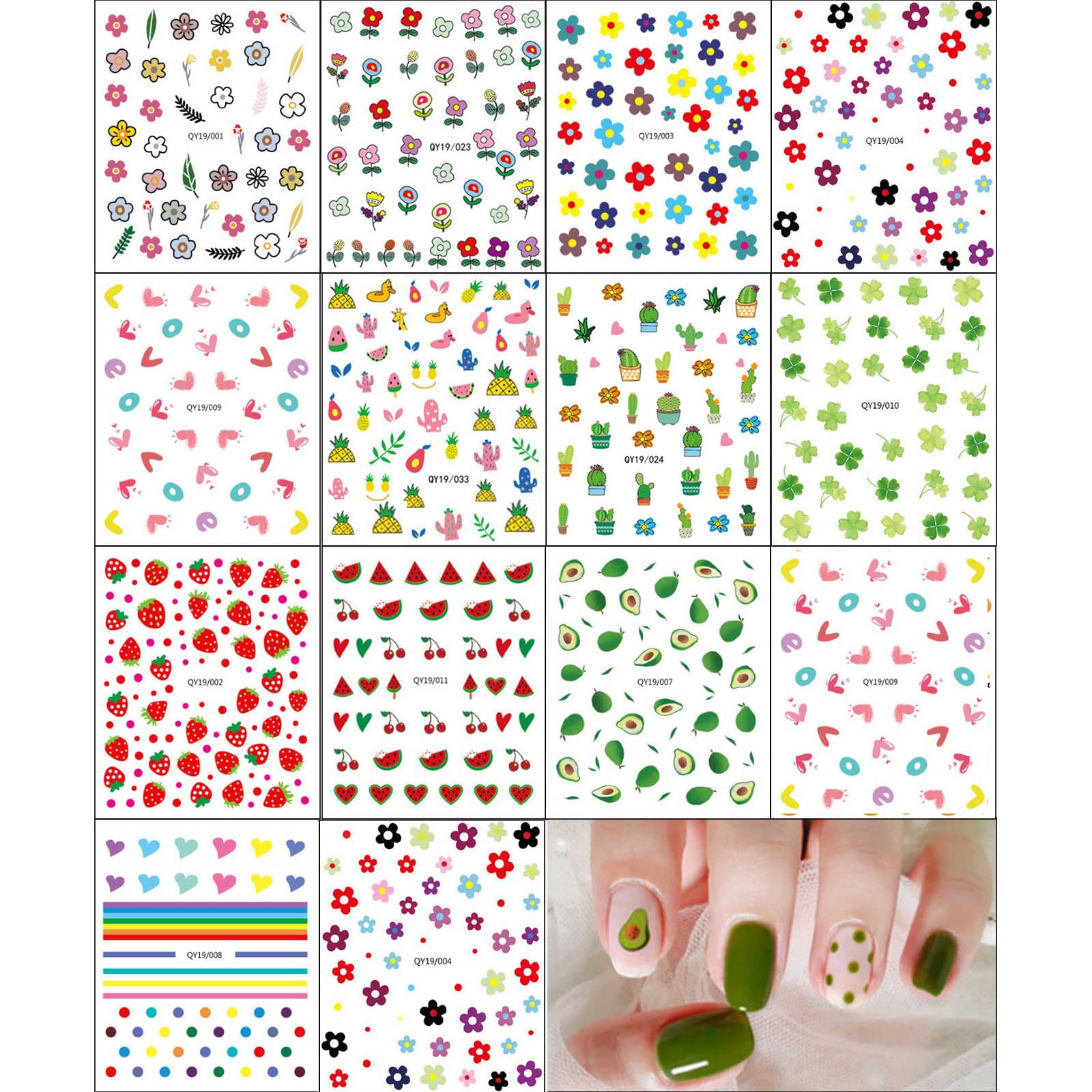 JMEOWIO pegatinas con flores para uñas, diseño delicado