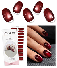 JMEOWIO pegatinas gel uñas con ojos de gato rojo semicuradas para un look instantáneo.