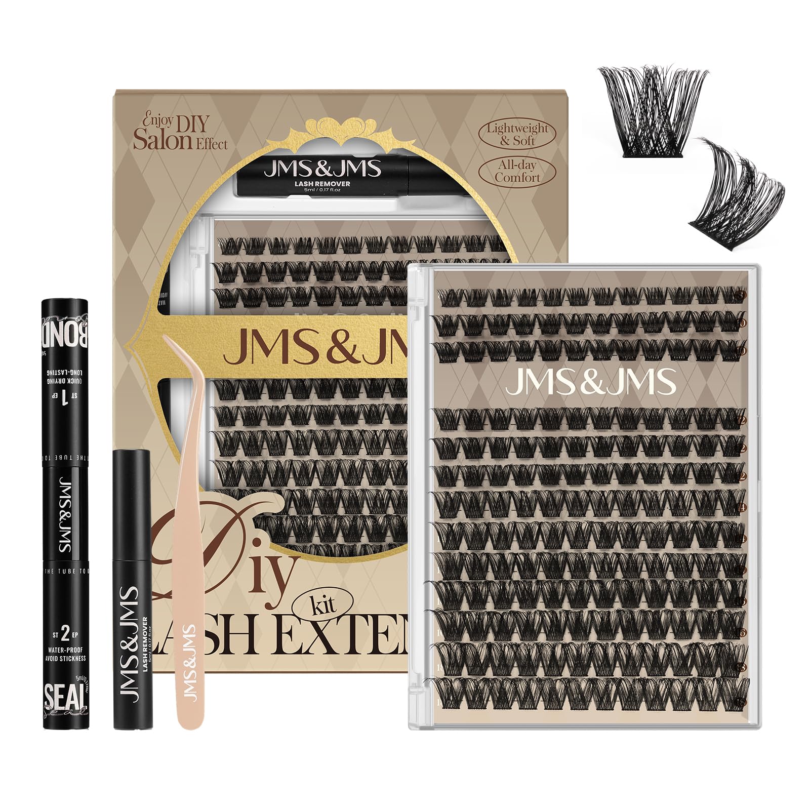 JMS&JMS Lash Clusters Kit: kit DIY para crear pestañas en casa, cómodo y práctico.