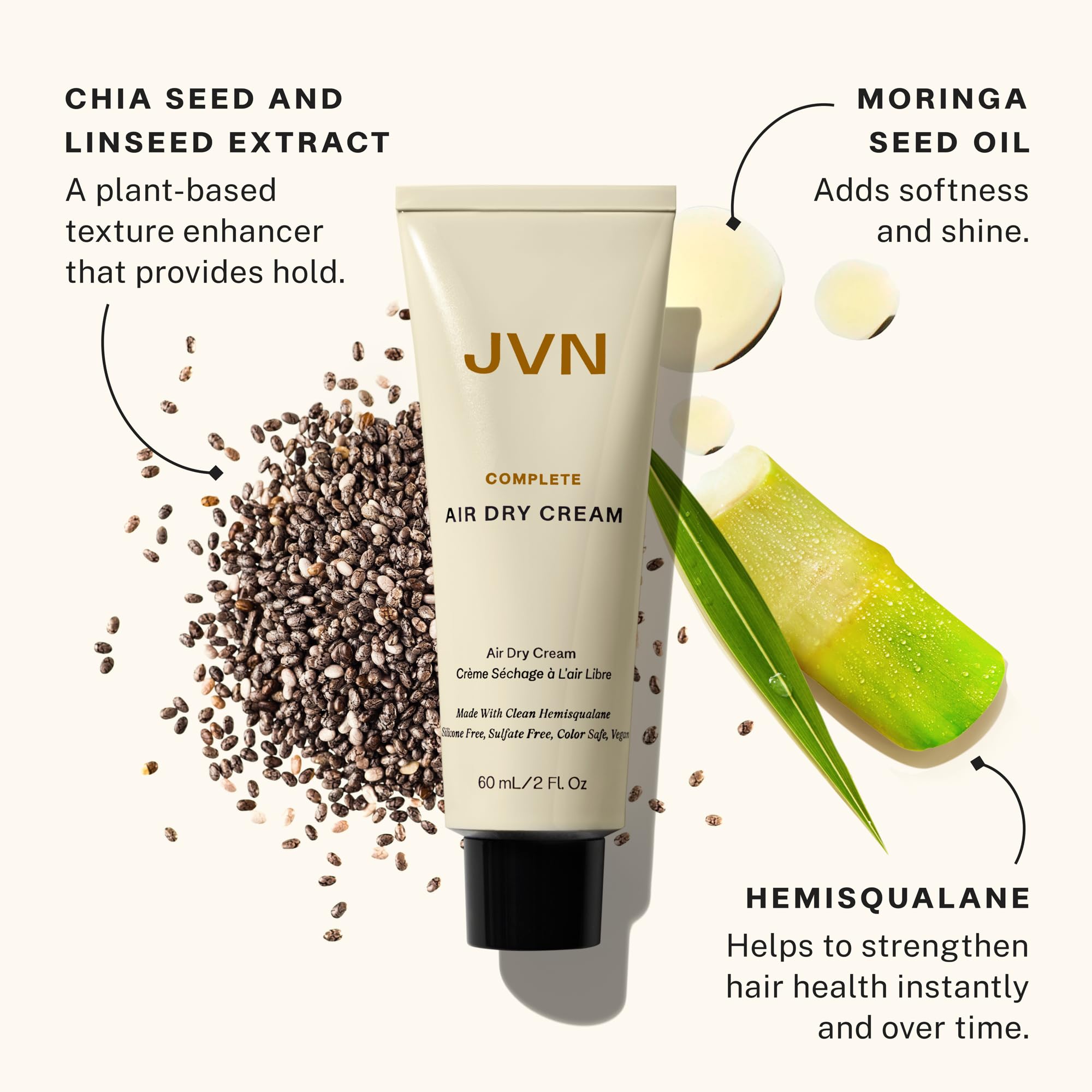 JVN crema para rizos, define textura y controla el frizz tras aplicar.