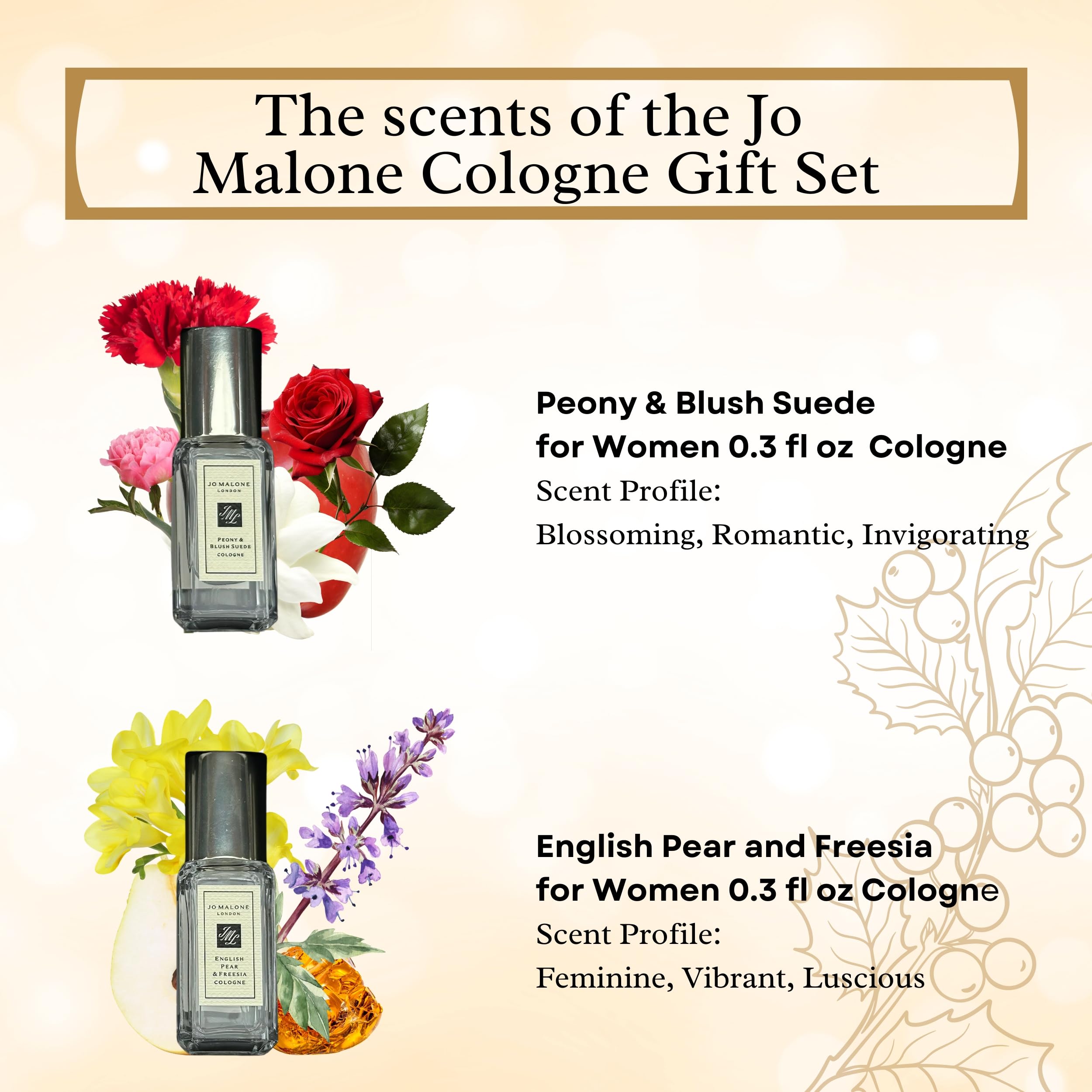 Jo Malone mini fragancia peonía y ante rosado, elegante para eventos.