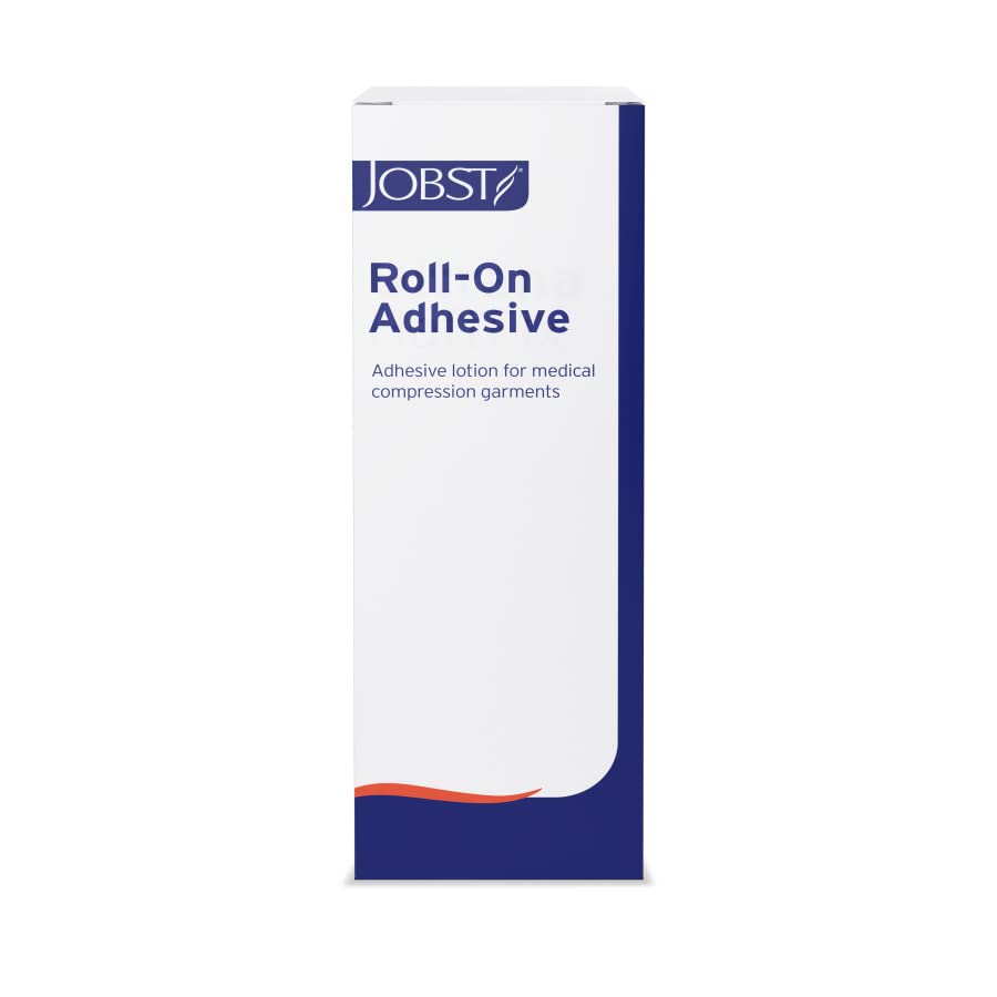 Jobst Adhesivo Roll-On en uso manual para fijar prendas de compresión de forma cómoda.