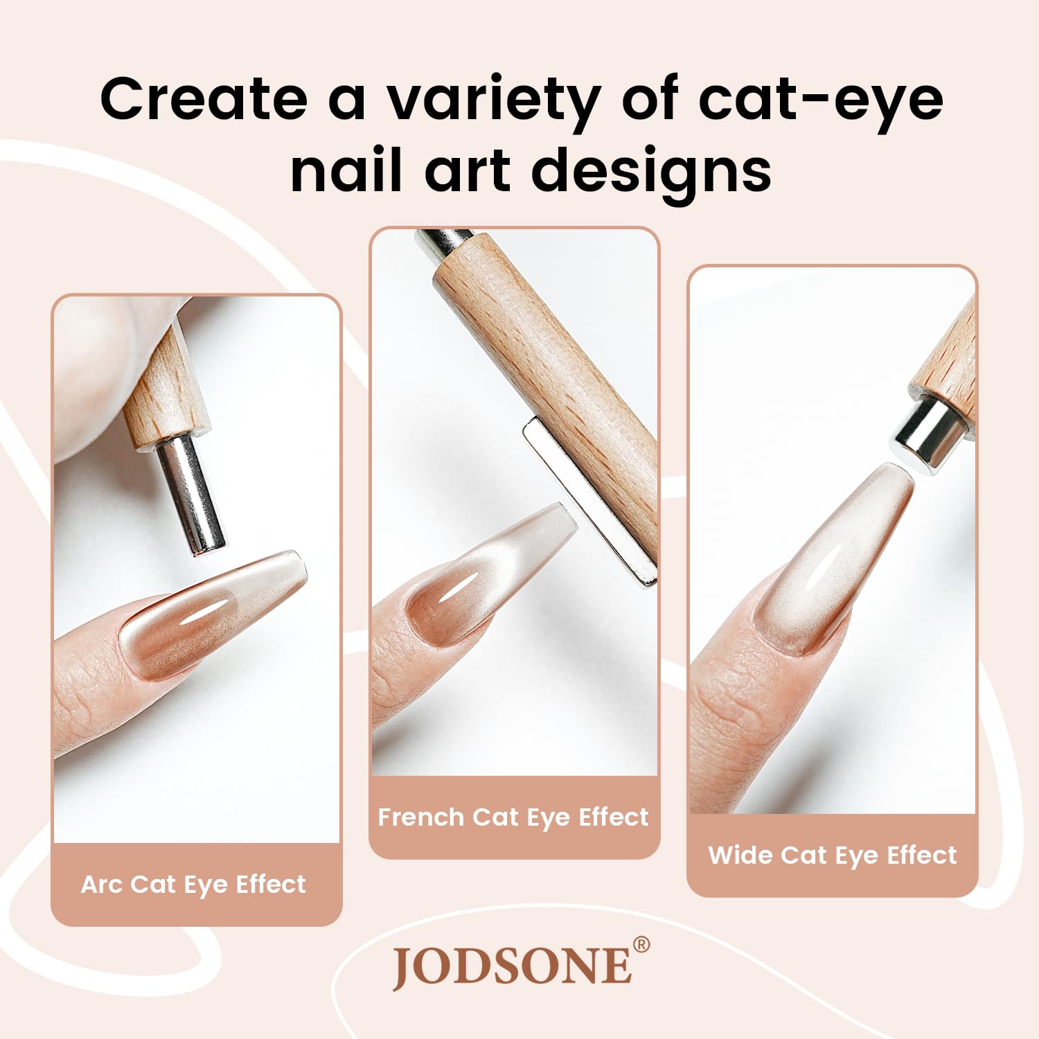 Imán JODSONE para uñas con efecto ojo de gato, imán cuadrado de 3 cm