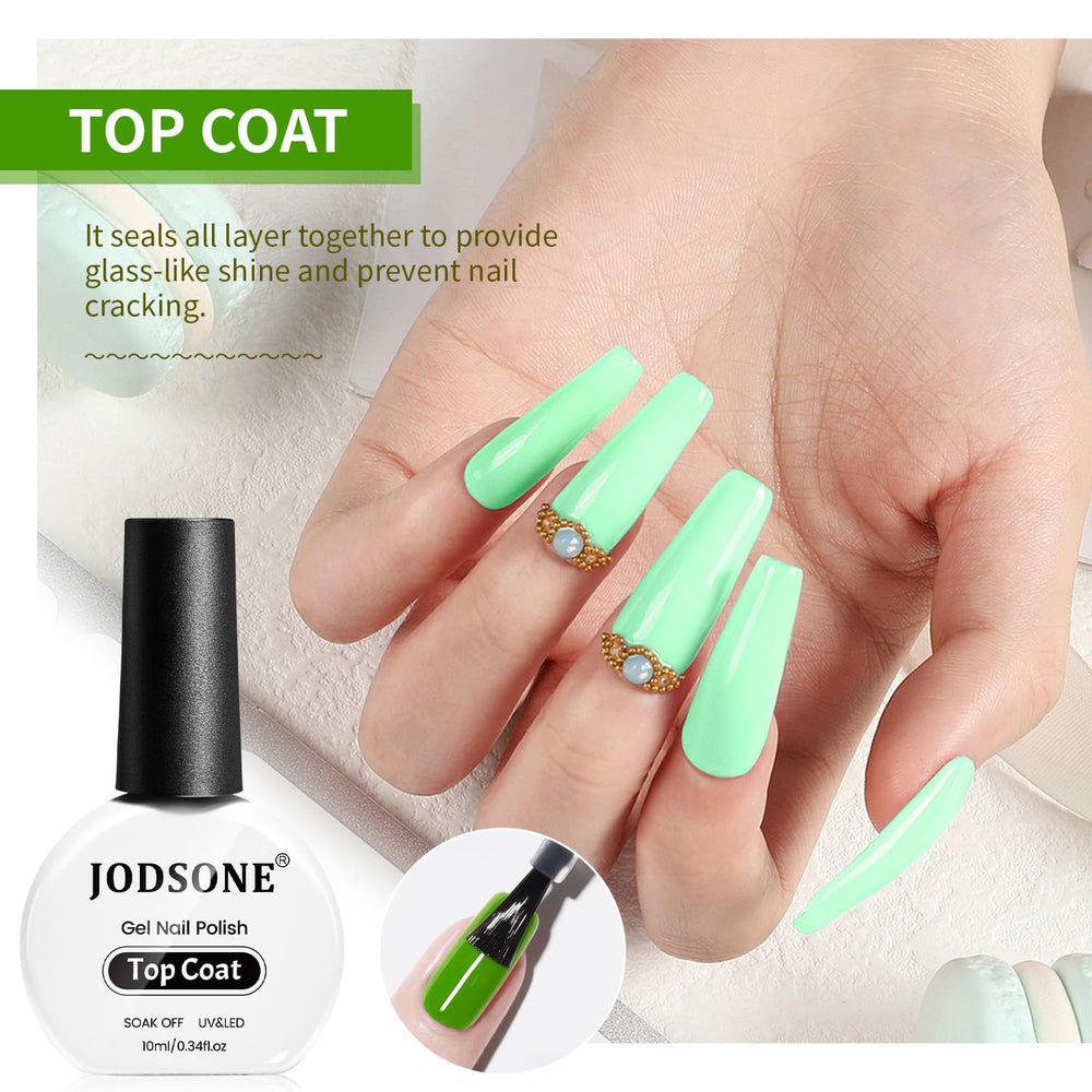 Acabado transparente de JODSONE con brillo suave en uñas