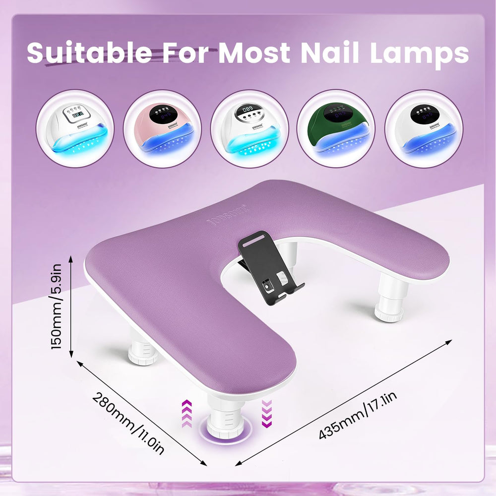 Base antideslizante en reposabrazos para mayor estabilidad durante la manicura.