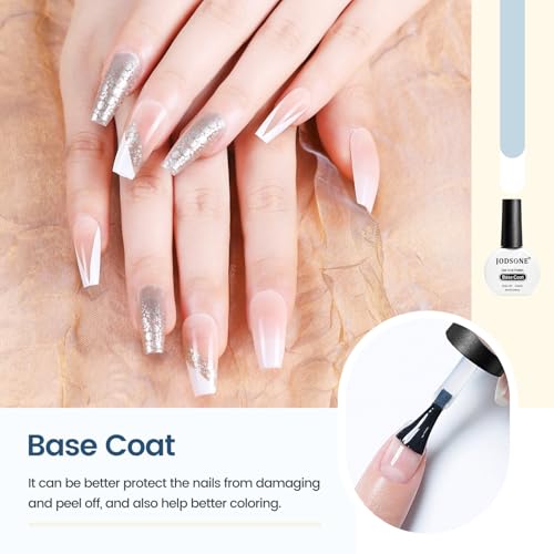 JODSONE Base Coat Gel, brillo duradero para uñas que resisten semanas