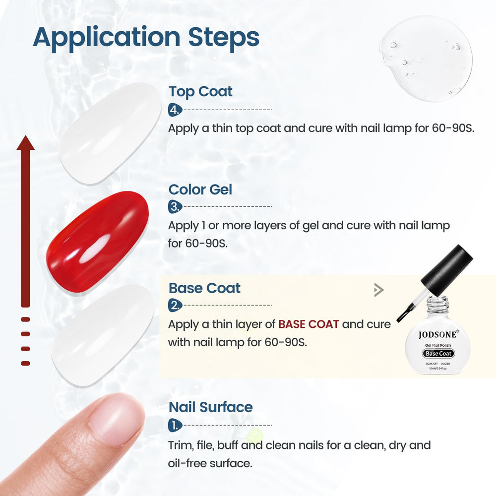 JODSONE Base Coat Gel compatible con esmaltes en gel para uso versátil