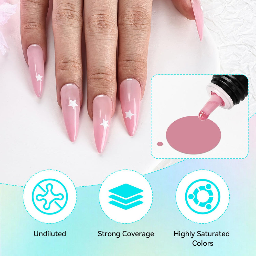Botellas de gel JODSONE con cobertura intensa para uñas profesionales en casa.